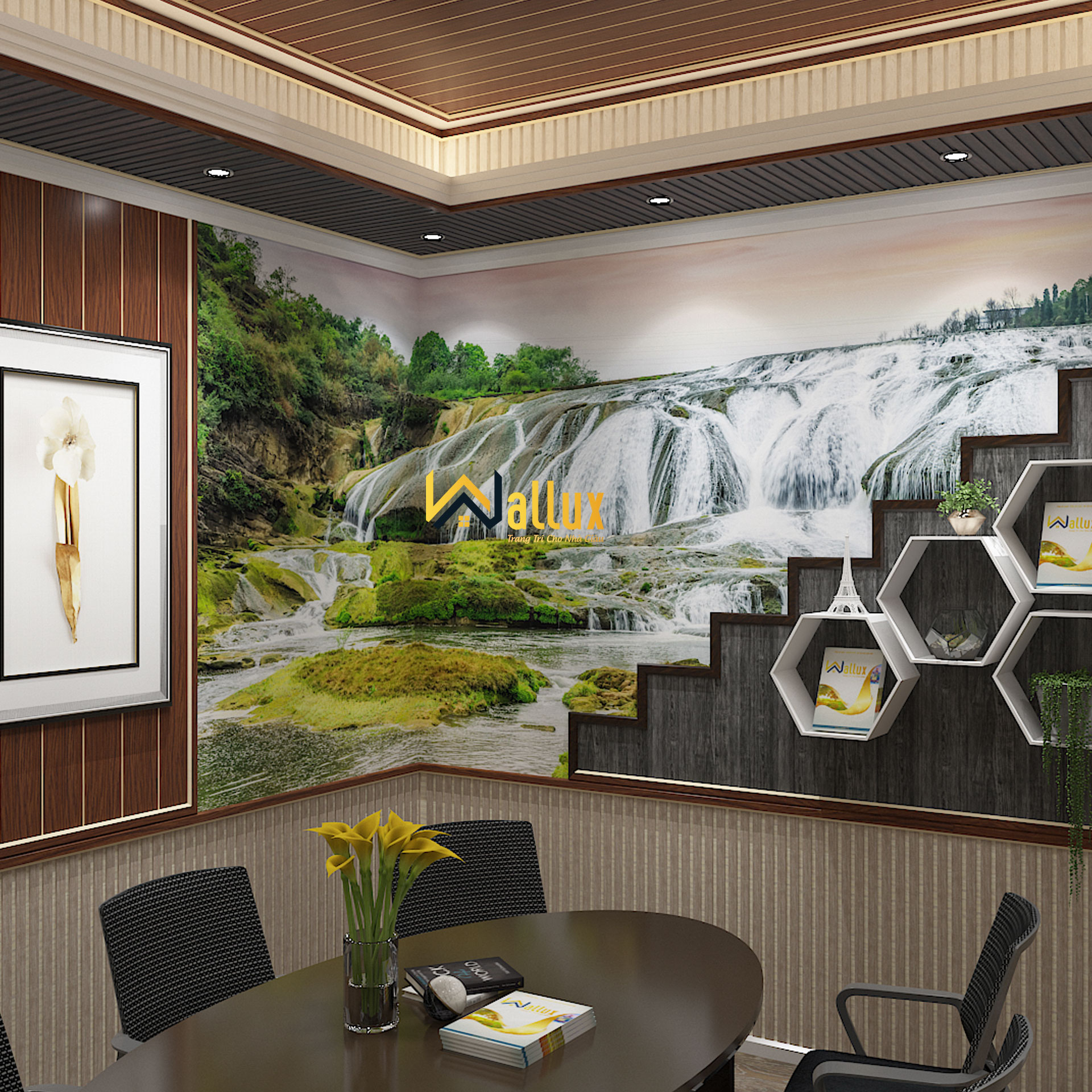 phòng mẫu ốp trần Walllux