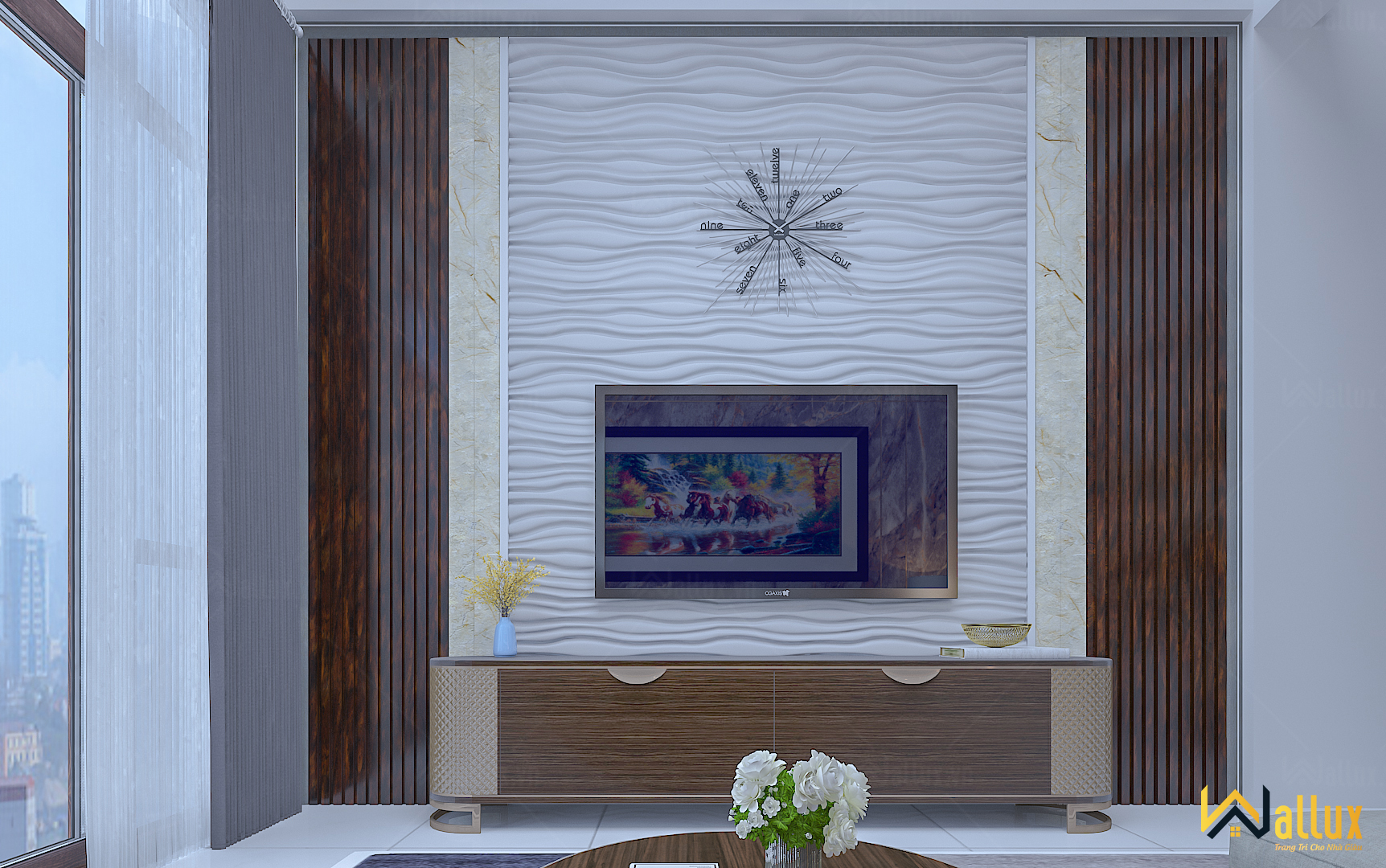 phòng mẫu tấm ốp tráng gương