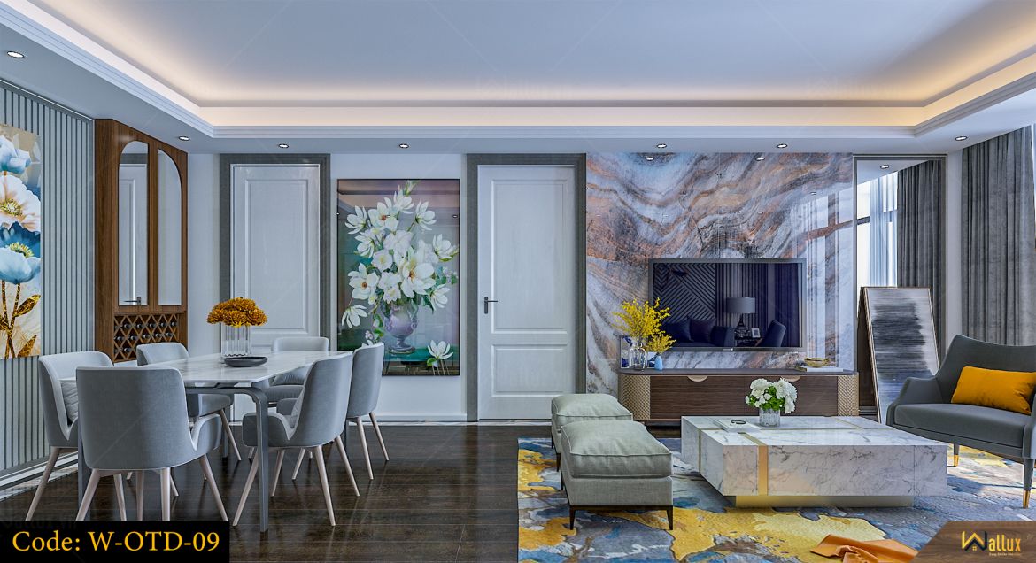 phòng mẫu tấm ốp tráng gương Wallux