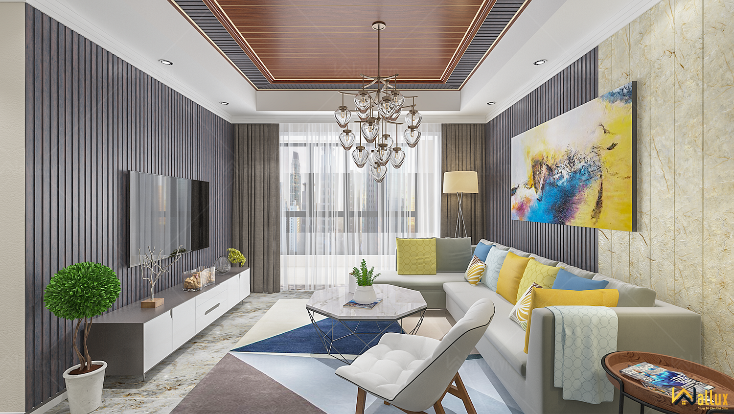 phòng mẫu tấm ốp tường Wallux