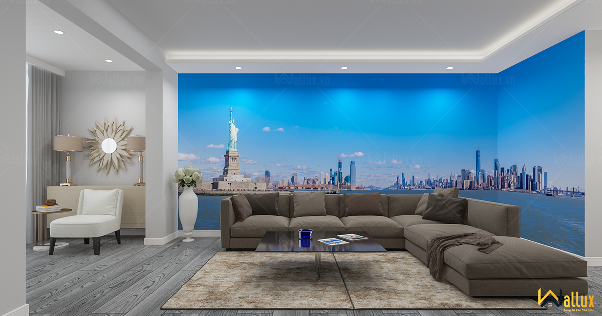 Phòng mẫu tranh ốp tường cho phòng khách