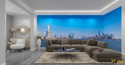 Phòng mẫu tranh ốp tường cho phòng khách