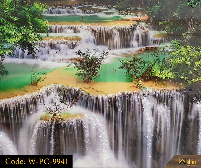 Tranh treo tường pha lê tráng gương phong cảnh suối nước W-PC-9941
