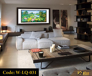 Bức tranh treo tường pha lê tráng gương khổ lớn hoa sen