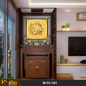 Tranh trúc chỉ hoa sen treo ban thờ chung cư theo yêu cầu W-TC-701