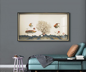 tranh ánh kim thủy ngư cầu tiền tài