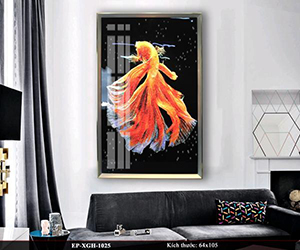 Tranh pha lê cá chép lửa
