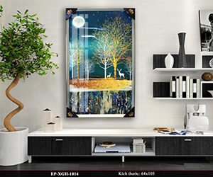 Tranh pha lê hươu con trong rừng già