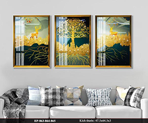 Tranh pha lê hươu trường thọ