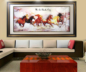 tranh pha lê khổ lớn bát mã truy phong