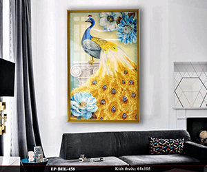 tranh pha lê khổng tước kiêu sa