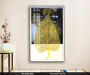 tranh pha lê lá bồ đề tịnh tâm