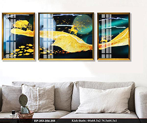 Tranh pha lê son hươu thủy ngư