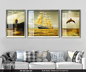 tranh pha lê thuận buồm may mắn