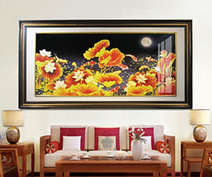 tranh pha lê tráng gương cửu ngư quần hội