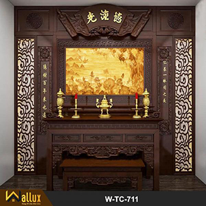 Tranh trúc chỉ chạm nét ánh kim hoa sen đặt theo yêu cầu W-TC-711