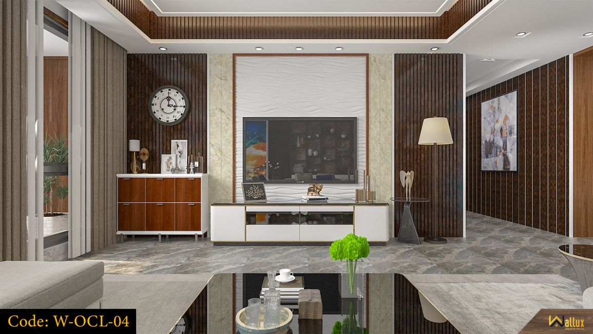 phòng mẫu tấm ốp tường tráng gương Wallux