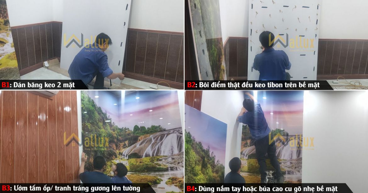 cách thi công tấm ốp tường tráng gương Wallux
